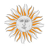 Fototapeta Zachód słońca - Boho sun icon, bohemian style design