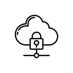 Private cloud thin line icon, locked cloud. Modern vector illustration of data security.