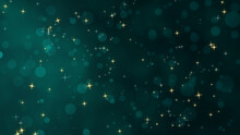 Green Holiday Background. Green Background With Dots And Particles Glitter Illustration.