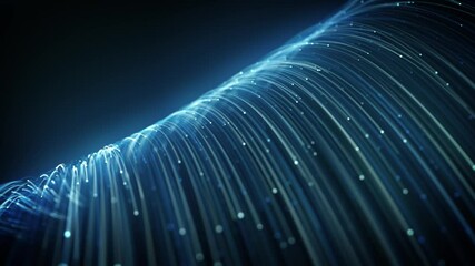 Poster - Abstract Light Fiber Strings Flowing Background Loop/ 4k animation of an abstract wallpaper technology background with flowing powerful speed stroke patterns and depth of field seamless looping