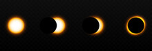 Vector Solar Eclipse. Different Phases Of Solar Eclipse Png, Set Of Vector Eclipse, Lunar Eclipse.