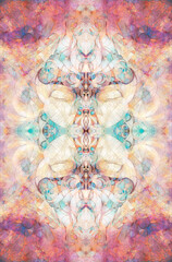 Aufkleber - color ornamental mandala and softly blurred watercolor background.