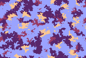 Camouflage seamless pattern in bright colors for printing on fabrics for children's and sportswear