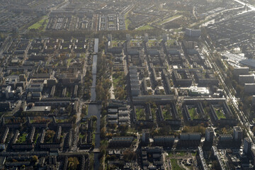 Wall Mural - Amsterdam Harbor Channels roads Aerial view panorama