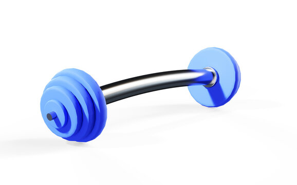 Green sport equipment dumbbells on green background, solid background, flat background, single color, 3d Rendering