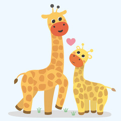  Cute giraffe cartoon illustration Vector.