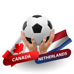 Soccer football competition match, national teams canada vs netherlands