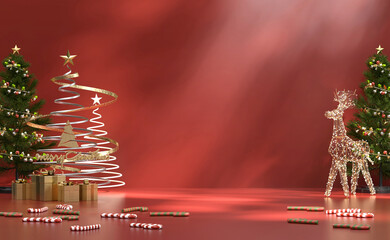 Wall Mural - Merry Christmas event decoration background 3d rendering