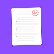 © PandaStockArt - Test on paper with grade isolated on purple background. Vector illustration
