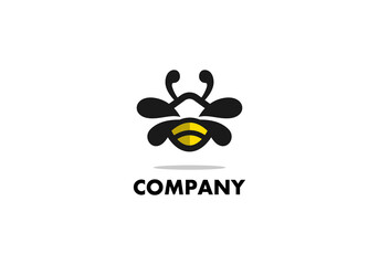 Poster - Logo Element Symbol Bee Fly Black Yellow Vector Illustration Template Good For Any Industry