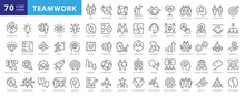 Business Teamwork, Team Building, Work Group And Human Resources Minimal Thin Line Web Icon Set. Outline Icons Collection. Simple Vector Illustration
