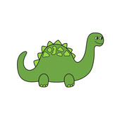 Fototapeta Dinusie - Simple cartoon icon. Vector simple illustration - cute green dinosaur