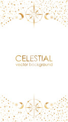Wall Mural - light vector background with a copy space. shiny golden astrological frame with stars, crescents and