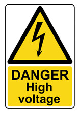 Danger High Voltage Yellow Warning Sign