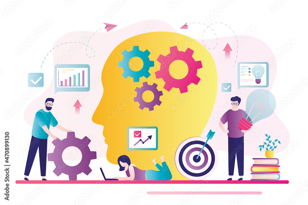 Develop Ability Different business people improving skills. Self-development ...