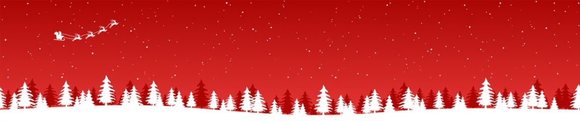 Wall Mural - christmas landscape background with flying santa