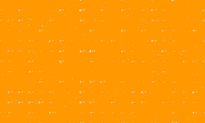 Poster - Seamless background pattern of evenly spaced white social distance symbols of different sizes and opacity. Vector illustration on orange background with stars