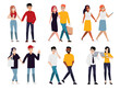 © Felizlalala - Young People walking together. Flat vector character set.