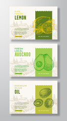 Wall Mural - fresh local food label templates set. abstract vector packaging design layouts collection. banners w