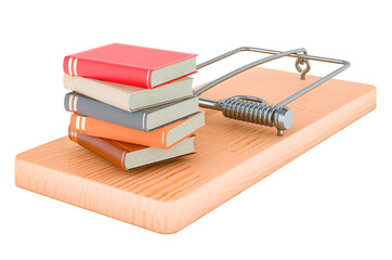 Poster - books inside mousetrap, 3d rendering
