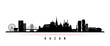 Kazan skyline horizontal banner. Black and white silhouette of Kazan, Russia. Vector template for your design.