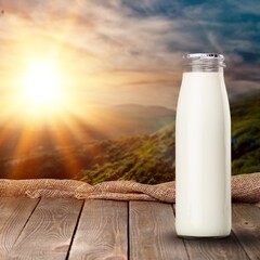 Canvas Print - Milk bottle. Tasty healthy drink