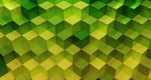 Abstract Green Cubes Pattern Background. 3d Rendering.