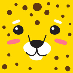 Sticker - Vector flat hand drawn leopard face isolated on yellow background