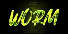 Worm Text, Green Color Editable Text Effect On Dark Grunde Textured Background