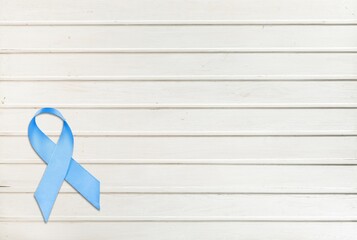 Poster - Blue prostate cancer prevention ribbon. men's Health