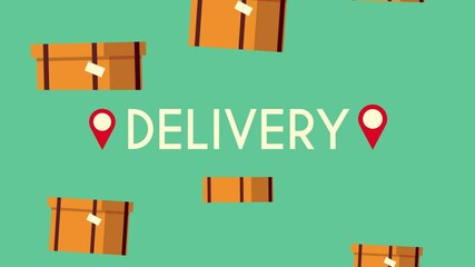 Poster - delivery service boxes pattern animation