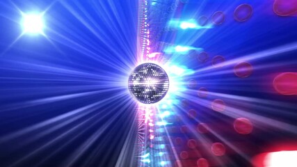 Wall Mural - mirror ball disco lights star glitter club dance party background.