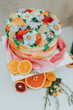 Orange citrus elopement wedding cake display 