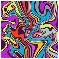 Wall Mural - 1960s Style Color Waves Backgrounds, An abstract colorful psychedelic wavy background.