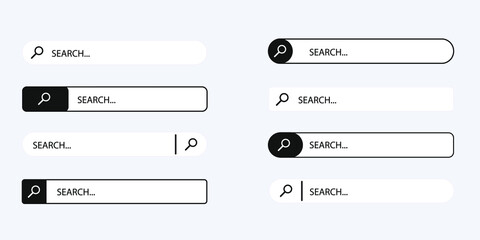 Poster - Web search bars set. Search bar, search boxes collection.Vector set computer illustration searched navigator. Set of elements for design interface of website. Vector illustration.