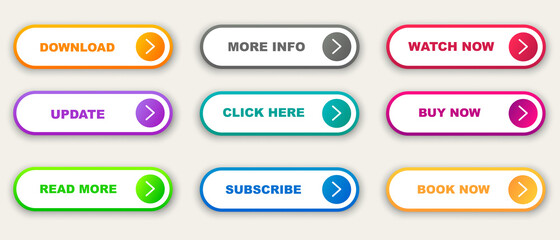 Poster - Web Buttons set. Read Learn more Book Watch Buy Download now. Vector EPS 10