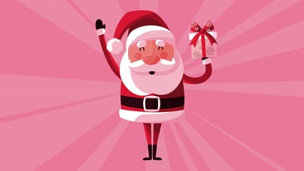 Poster - merry christmas animation with santa lifting gift