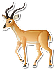  A sticker template of antelope cartoon character