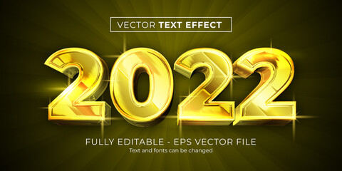 Gold new year 2022 3d editable text effect