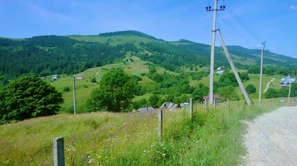 Wall Mural - Panorama of Pokuttya-Bukovyna Carpathians, Bukovets Pass, Ukraine