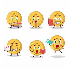 Sticker - A picture of dalgona candy water cartoon character concept reading an amusing book