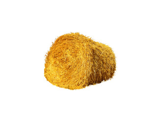 Wall Mural - Big dried straw bale isolated on white