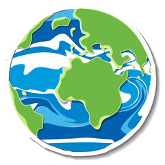 Canvas Print - Earth globe cartoon sticker on white background