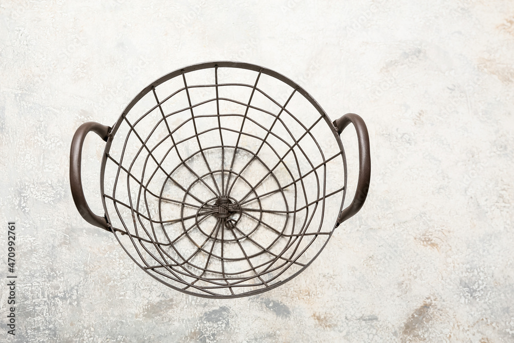 Wicker wardrobe box on light background