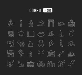 Poster - Set of linear icons of Corfu