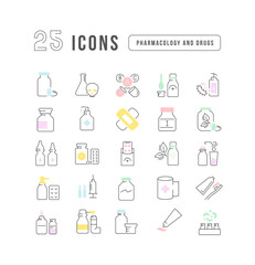 Sticker - Pharmacology and Drugs. Collection of perfectly thin icons for web design, app, and the most modern projects. The kit of signs for category Medicine.