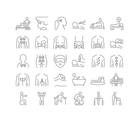 Wall Mural - Physical Therapy. Collection of perfectly thin icons for web design, app, and the most modern projects. The kit of signs for category Medicine.