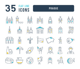 Wall Mural - prague. collection of perfectly thin icons for web design, app, and the most modern projects. the ki