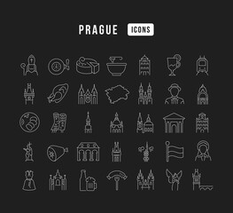 Wall Mural - Prague. Collection of perfectly thin icons for web design, app, and the most modern projects. The kit of signs for category Education.