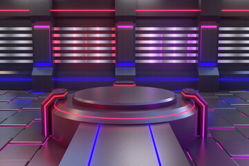 Wall Mural - 3d empty black Podium for product presentation background